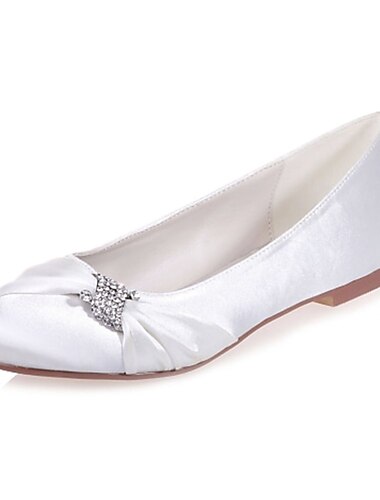  Bailarinas de satén blanco para mujer: elegantes zapatos de boda con adornos de diamantes de imitación para novias y eventos formales.