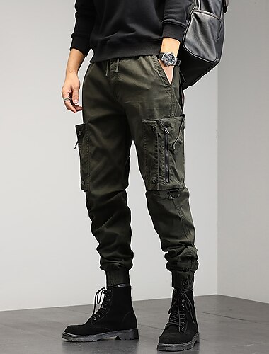  Herren Harem Hip Hop Techwear Streetwear Taktische Jogger Cargohose lässige funktionelle Overalls Jeanshose grün