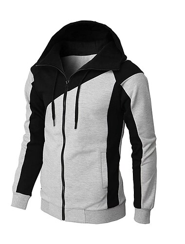  Men's Full Zip Hoodie Jacket Sweat Jacket Black White Wine Red Blue Hooded Graphic Color Block Zipper Casual Cool Casual Big and Tall Winter Spring &  Fall Clothing Apparel Hoodies Sweatshirts  Long