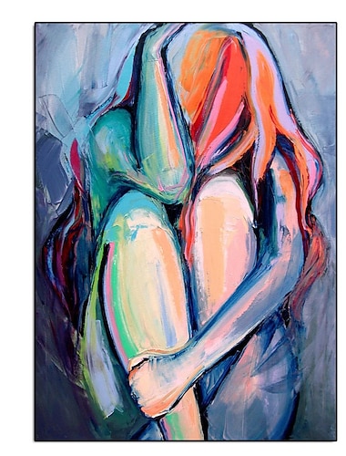  Peinture à l'huile à la main peint à la main art mural moderne abstrait cri femme nue décoration de la maison décor toile roulée sans cadre non étiré