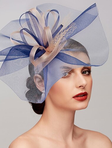  למתוח פסים / רשת fascinators כובע דרבי קנטקי / כיסוי ראש עם קשת / כובע 1 מחשב חתונה / מירוץ סוסים / כיסוי ראש כוס מלבורן