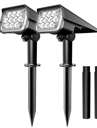  2 st solar landskapsstrålkastare utomhus 2 ljusstyrka lägen 2 i 1 solar landskap spotlight ip67 vattentät solar utomhusljus gräsmatta ljus gångvägsljus