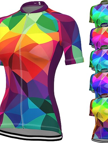  Mujer Maillot de Ciclismo Manga Corta Bicicleta Maillot Camiseta con 3 bolsillos traseros MTB Bicicleta Montaña Ciclismo Carretera Secado rápido Transpirable Dispersor de humedad Bandas Reflectantes