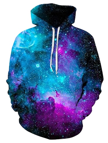  heren unisex hoodies sweatshirt pullovers casual 3d print grafisch paars blauw galaxy sterrenhemel lange mouwen