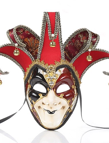  Harlekin Karnevalsmaske Venezianische Maske Volto Larve Erwachsene Herren Integralhelme Party Maskerade Karneval von Venedig Karneval Einfaches Karnevalskostüm