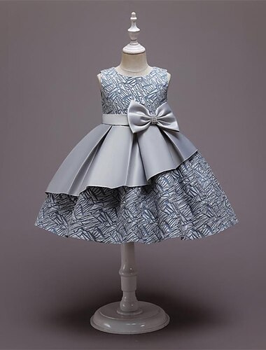  kinderkleidung Mädchen Kleid Glatt Ärmellos Party Täglich Gefaltet Perlenbesetzt Elegant Prinzessin Polyester Knielang Skater-Kleid Sommer Frühling Herbst Mehrfarbig Rosa Rote