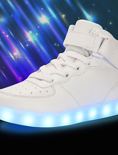  Gouden led-oplichtende hoge sneakers voor kinderen en heren met kleurrijke zool, verstelbare band en glanzende afwerking