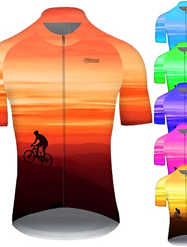  21Grams® Herren Kurzarm Fahrradtrikot Sommer Nylon Polyester Rot / gelb Schwarz / gelb Grün Gradient 3D Lustig Fahhrad Trikot / Radtrikot Oberteile Bergradfahren Straßenradfahren Atmungsaktiv