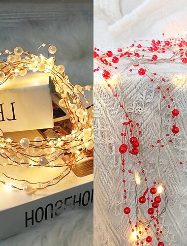  5m 50 leds μαργαριταρένιο σύρμα χάλκινα φώτα χορδής με μπαταρία νεράιδα φωτιστικό Χριστουγεννιάτικη γιρλάντα στο σπίτι γιρλάντα