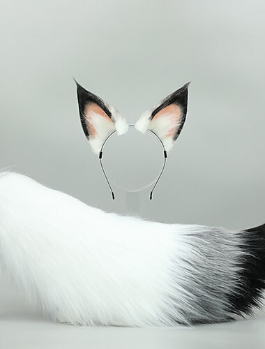  handgemachte Cosplay Requisiten Beast Ears Kopfschmuck Beast Tail Zubehör Walnuss Fuchsohren Stirnband Fuchsschwanz Anzug