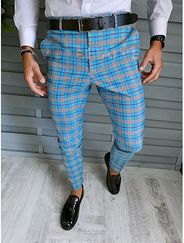  Herren Hose Hosen Chinesisch Chino Chino Hosen Bleistifthosen Karierte Anzughose Plaid Kariert Anti-Falten Geschäft Büroparty Klassisch Smart Casual 1 3