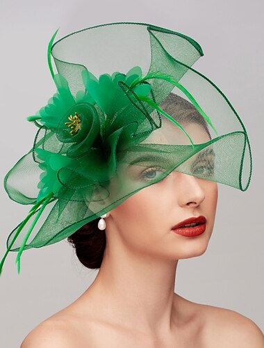  fjer / net fascinators kentucky derby hat / hovedstykke med fjer / kasket / blomst 1 stk bryllup / hestevæddeløb / melbourne kop hovedstykke