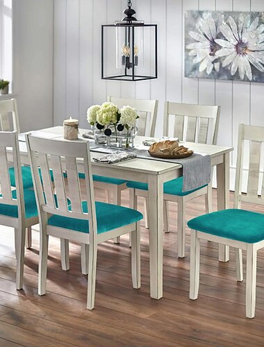  2 fundas de asiento de silla de comedor de terciopelo, funda blanca y negra, funda de cojín de comedor ajustada elástica, protector de muebles extraíble y lavable con lazos