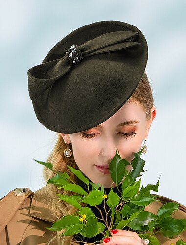  fascinators kentucky derby sapka 100% gyapjú vödör sapka csészealj kalap esküvői party / esti melbourne csésze koktél vintage stílusú elegáns csípős kristályokkal / strasszok fejdísz fejfedő