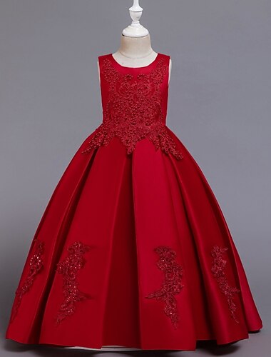  Blumenmädchenkleid Mädchen Kleid Partykleid Hochzeit Party Niedlich Prinzessin Gerafft Druck Blumen Ärmellos Rundhalsausschnitt Weiß Wein 4-13 Jahre