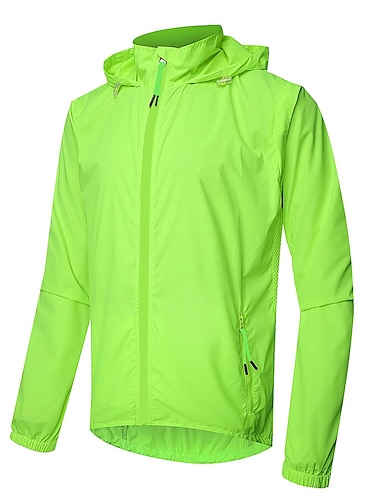  cykeljakke mænd cykelvest, vandtæt vindtæt åndbar UV -beskyttelse reflekterende jakke, hurtigtørrende vindjakke til cykling jogging vandreture, grøn, m