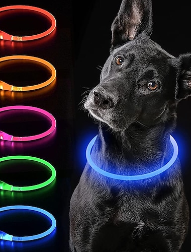  LED-Hundehalsband, wiederaufladbares USB-Hundehalsband aus Nylon, einstellbar mit Dauerlicht