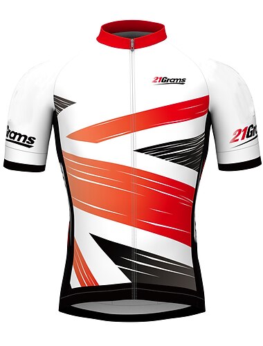  Herre Sykkeltrøyer Mønstret UK Nasjonalflagg Kortermet Sykkel Jersey Topper med 3 baklommer Fjellsykling Veisykling UV-bestandig Hurtigtørkende Tilbake Lomme Fukttransport sport Hvit Rød Blå Klær