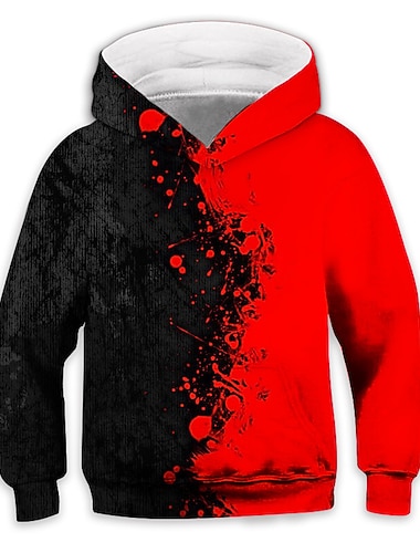  Da ragazzo 3D Color Block Felpa con cappuccio Manica lunga Stampa 3D Primavera Autunno Inverno Attivo Sportivo Di tendenza Poliestere Bambino 3-12 anni Esterno Giornaliero Al coperto Standard
