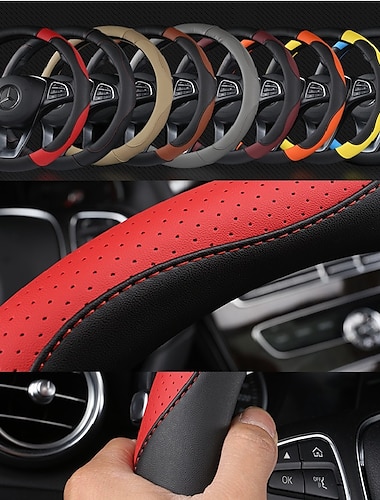  stuurhoes stijl kunstleer universele auto stuurwiel beschermer antislip zachte interieur accessoires voor vrouwen mannen fit auto suv etc 15 inch vier seizoenen