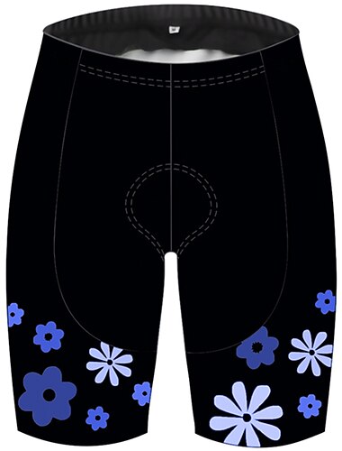  Dame Helfarge Mønstret Blomster botanikk Sykkelveishorts Sykkelshorts Sykkel Shorts Bukser Fjellsykling Veisykling sport 3D Pute Hurtigtørkende Ultrafiolettbestandig Anvendelig Svart Blå Spandex Klær