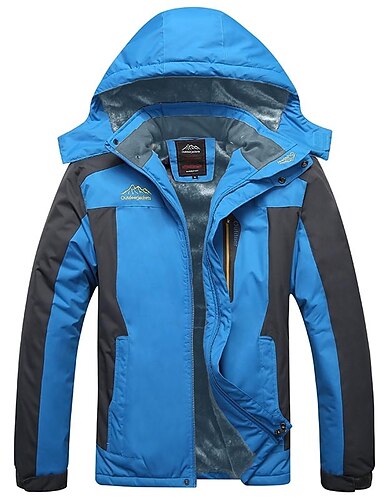  Herren Wanderjacke Skijacke Winter Draussen Windjacke für Wanderer Vlies Winter Draussen Windundurchlässig Atmungsaktiv Kapuzenshirt Winterjacken Shirt Einfacher Schieber Jagd Angeln Klettern Schwarz