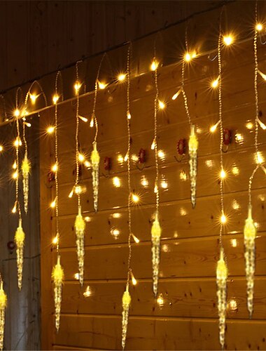  3,5 m 96 LED Lichterkette mit 24 durchhängenden Eiszapfen Eiszapfen Lichter Weihnachtskranz Vorhang Lichterketten Gartendekoration optional eu us uk
