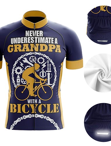  Miesten Pyöräily jersey Kuvitettu Kirjain ja numero Hauska Lyhythihainen Pyörä Villapusero Topit 3 takataskulla Maastopyöräily Maantiepyöräily Nopea kuivuminen Pehmeä Heijastinraidat Takatasku Urheilu