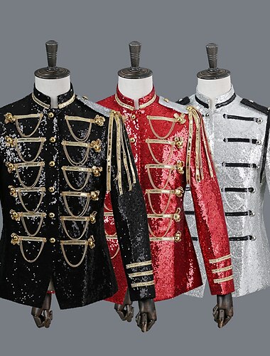  Rétro Vintage Rococo Médiéval Bal Masqué Costumes & Blazers Blazer à Col Revers Prince Aristocrate Paillettes Paillettes Homme Halloween Carnaval Mascarade Tenue de soirée Bal de promo Carnaval de