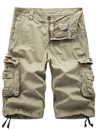 Herren Cargo Shorts Kurze Hosen Kurze Hose für Wanderer Bein Kordelzug Multi Pocket Mehrere Taschen Chinesischer Stil Atmungsaktiv Draussen Knielänge Casual Täglich Strassenmode Stilvoll Schwarz Wein