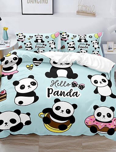  3d κρεβατοκάμαρα panda rabbit print παπλωματοθήκη σετ κρεβατιού κάλυμμα παπλώματος με 1 τύπωμα παπλωματοθήκη ή κουβερλί, 2 μαξιλαροθήκες για διπλό/queen/king