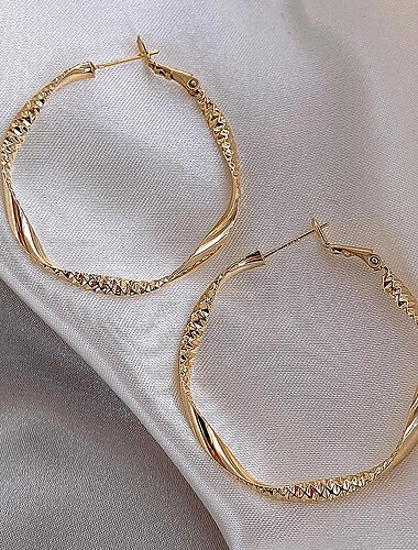  Mujer Pendients de aro Geométrico Precioso Romántico Moda Vintage Francés Dulce Aretes Joyas Dorado Para Fiesta Regalo Festivos Promesa Festival 1 Par