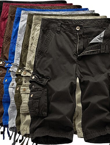  Voor heren Cargoshorts Wandelshorts Been trekkoord Meerdere zakken Chinese stijl Ademend Voor buiten Knielengte Casual Dagelijks Streetwear Stijlvol Zwart Wijn Inelastisch