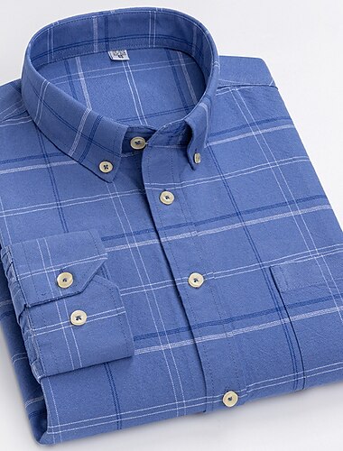  Herren Oberhemd Hemd Kragenhemd Oxford Hemd Schottenstoff Hochzeit Casual A B F G Langarm Ganzjährig Bekleidung
