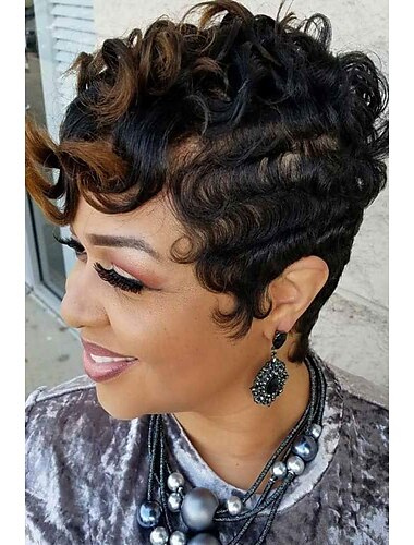  schwarze Perücken für Frauen kurze ombre braune schwarze lockige Haarperücken für schwarze Frauen synthetische kurze Perücken für schwarze Frauen afroamerikanische Frauenperücken