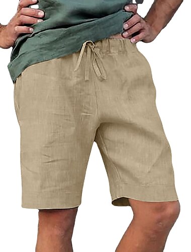  Herren Shorts Kurze Hosen Leinenshorts Kurze Hosen Sommer-Shorts Bermudas Tasche Kordelzug Glatt Komfort Atmungsaktiv Knielänge Täglich Strand Strassenmode Casual / sportlich Schwarz Weiß