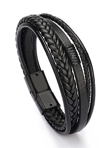  Herren Lederarmbänder Klassisch Vorstellen Stilvoll Einfach Ethnisch Modisch Beiläufig / sportlich Kunstleder Armband Schmuck Schwarz / Braun Für Schulanfang Geschenk Täglich Abiball Festival