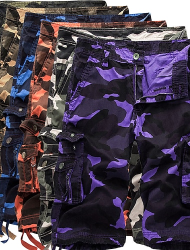  Voor heren Cargoshorts Wandelshorts Been trekkoord Meerdere zakken Camouflage Kleur Ademend Voor buiten Knielengte Casual Dagelijks Streetwear Stijlvol Zwart Groen Camouflage blauw Micro-elastisch