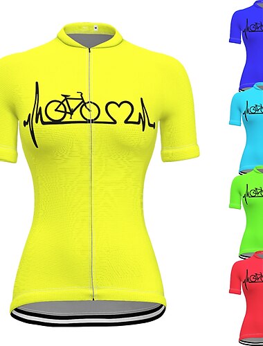  21Grams Femme Maillot Velo Cyclisme Cyclisme Tee-shirt Maillot Top avec 3 poches arrière VTT Vélo tout terrain Vélo Route Antidérapant Ecran Solaire Séchage rapide Respirable Jaune Rouge Bleu Graphic