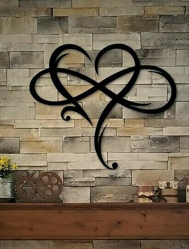  oneindig hart muur decor, unieke oneindig hart metalen kunst muur decor liefde teken stalen muur plaques slaapkamer ornamenten voor thuis bruiloft decor, kamer woonkamer decoratie