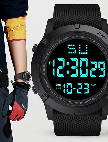  Herr Digitalur Multifunktionellt Militärt Utomhus Sport Armbandsur Luminous LED Digitalur Stort Ur Vattentålig Gummiband Elektroniskt Ur För Studenter Barn Fars dag Gåvor