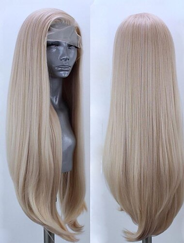  Long Straight Blonde Synthetic Lace Front Wigs for Women T-part High Temperature Heat Resistant Fiber Hair Synthetic Wigs