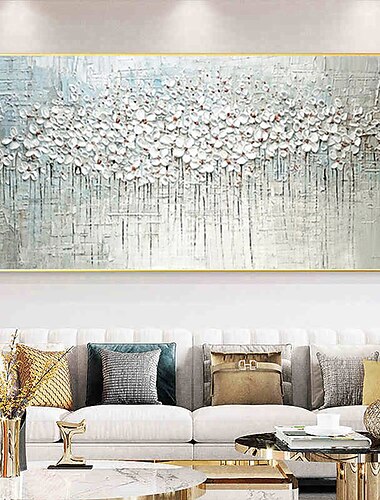  Pintura al óleo hecha a mano lienzo arte de la pared decoración espátula pintura clásica flor de ciruelo blanco para decoración del hogar enrollado sin marco pintura sin estirar