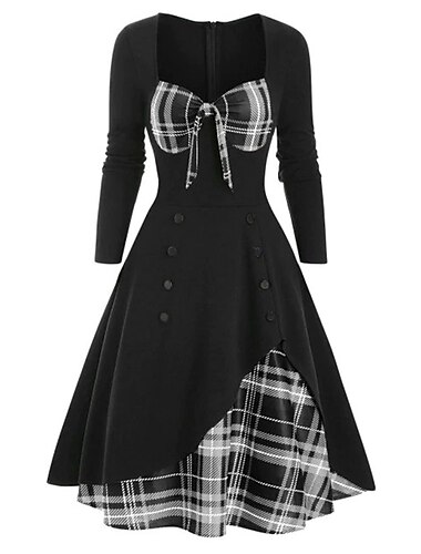  Retro Vintage 1950er Cocktailkleid Kleid Ausgestelltes Kleid Weihnachtsfeier Kleid Damen Veranstaltung / Fest Junggesellinnenabschiedsparty Festival Erwachsene Kleid Abschlussballkleider