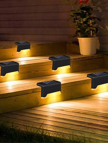  4 pièces lumières solaires d'étape extérieur led lumières d'escalier de pont étanche led pour jardin clôture étape garde-corps escaliers cour patio voie lumière de vacances