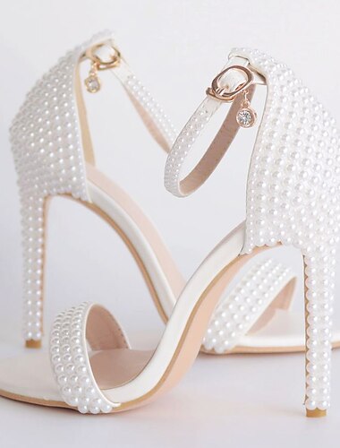  chaussures de mariage pour femmes élégantes sandales à talons hauts ornées de perles - parfaites pour les mariages et les événements formels