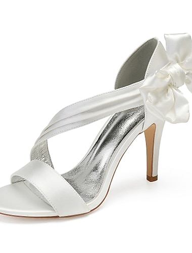  Női Esküvői cipők Extra méret Menyasszonyi cipők Csokor Csokornyakkendő Lábujj nélküli Elegáns Szatén Tépőzár Ezüst Fekete Fehér