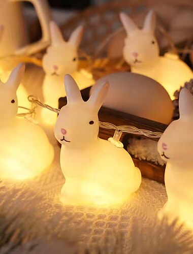  Conejo de pascua luces de cadena de hadas 1.5m 10leds con pilas fiesta en el jardín fiesta decoración de pascua lámpara