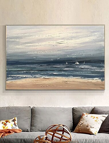  Ölgemälde handgefertigt handgemalte Wandkunst moderne abstrakte Strand Meereslandschaft Heimdekoration Dekor gerollte Leinwand kein Rahmen ungedehnt