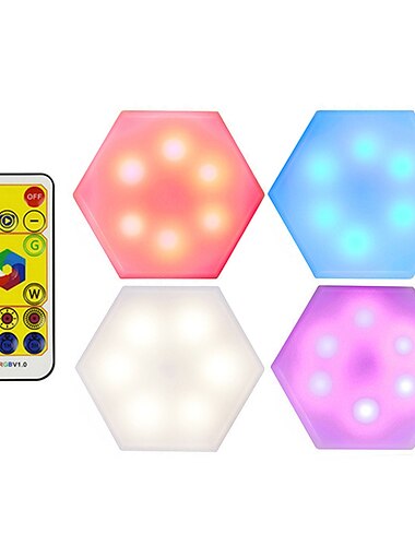  LED-Quantenlampe LED-Sechskant-Wandlampe Touch-Sensor DIY RGBW-Wabenlicht Buntes Nachtlicht Schlafzimmer Modulare Lampe 2x 4x 6x mit Fernbedienung